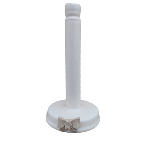 NALI' Paper towel holder in white porcelain with beige bow 30x15cm LF27BEIGE