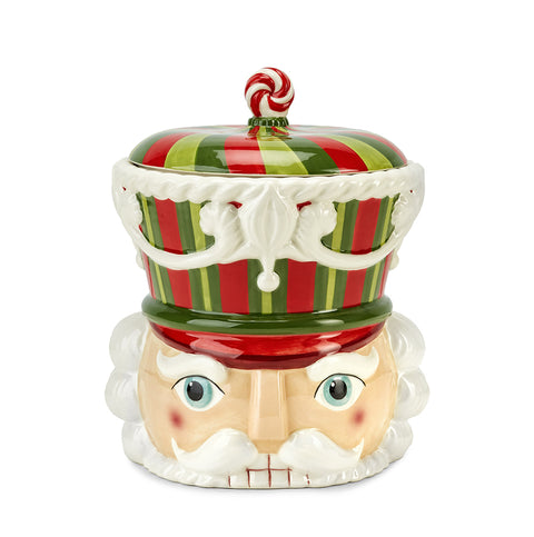 Fade Ceramic Nutcracker Cookie Jar with Lid "Crazy Xmas"
