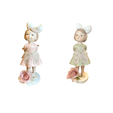 FIORI DI LENA Doll with butterfly applications in lace, rhinestones and flowers, wedding favor idea 100% Made in Italy 2 variants H 22x6 cm