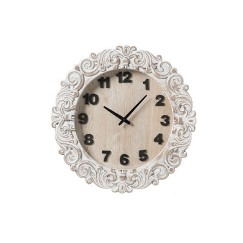 The art of Nacchi Wall clock in white mdf wood with antique effect and ornaments, Vintage, Classic, Shabby Chic