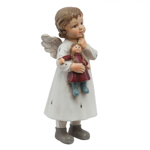 CLAYRE E EEF Decorazione natalizia Statua angelo con bambola 6x5x14 cm
