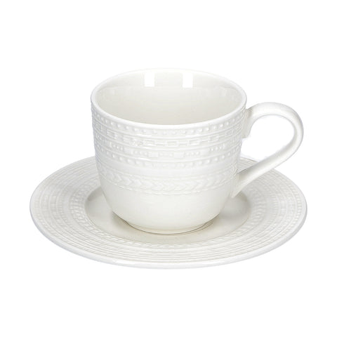 WHITE PORCELAIN Set of 6 CASALE tea cups with saucer P000100016