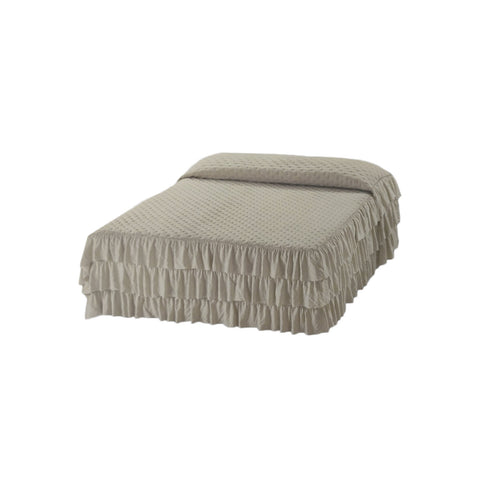 RIZZI Gray double bedspread quilt with flounces 260x260 cm QUILTP2