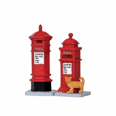 LEMAX Set 2 casette postali rosse "Victorian Mailboxes" per il tuo villaggio di natale