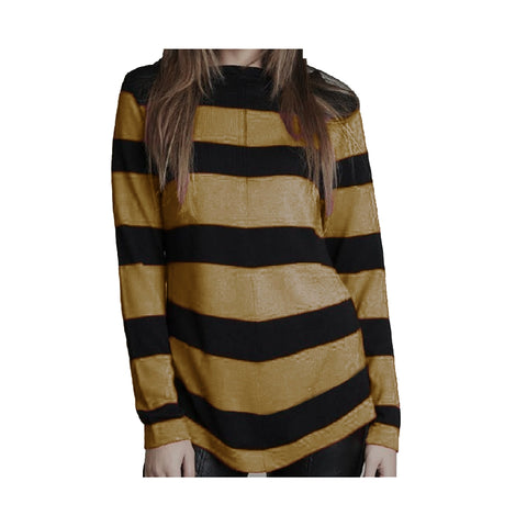 VICOLO TRIVELLI Black and beige striped long-sleeved sweater