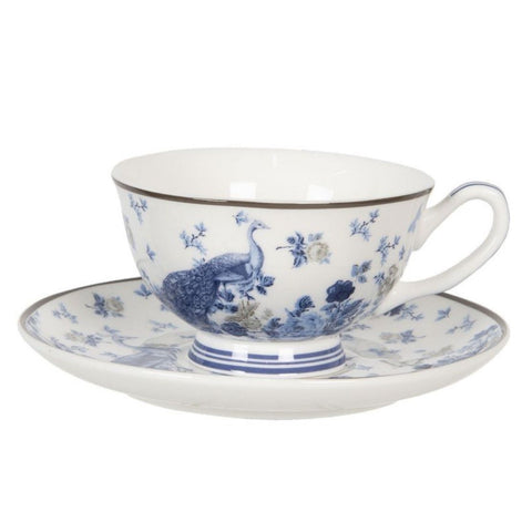 CLAYRE &amp; EEF Porcelain cup and saucer "Peacock" 200ml 12x10x6 cm