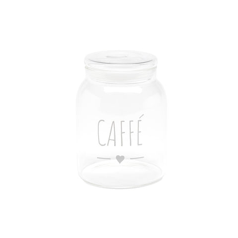 CLOUDS OF FABRIC Clear COFFEE borosilicate glass jar with writing 11,5x14