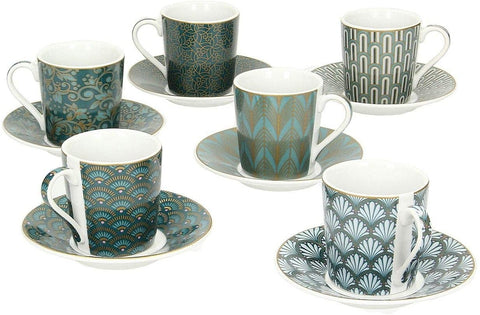 EASY LIFE Set de 6 tasses à café et soucoupes en porcelaine R0126#CMED