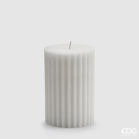 Edg Enzo de Gasperi White striped rustic decorative candle vanilla scent h15 dØ10