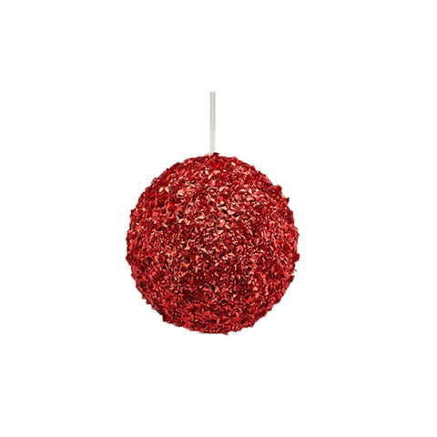 EDG Boule scintillante Boule de décoration de Noël à suspendre en pvc rouge Ø12 cm