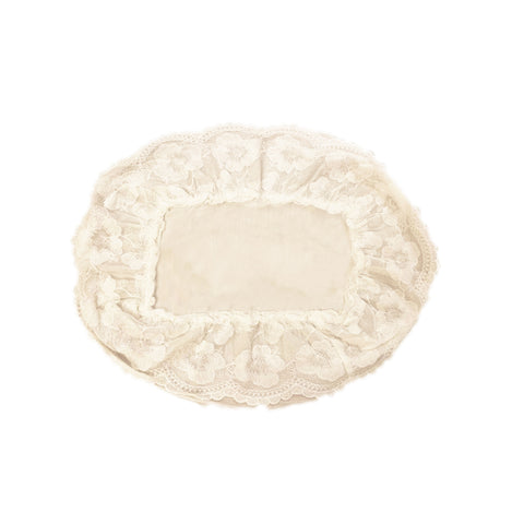 OPIFICIO DEI SOGNI Three doilies in white OTRENSIA embroidered tulle with lace