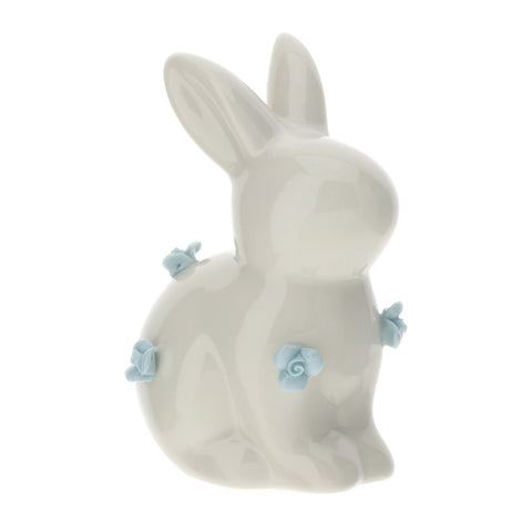 Hervit Porcelain rabbit with blue flowers wedding favor idea H10 cm