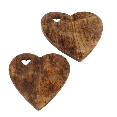 Boltze Heart-shaped kitchen board made of natural mango wood "Algund" Country Style - Scandinavian 2 variants