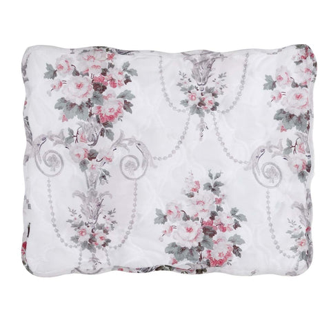 BLANC MARICLO' Set 2 white cotton placemats with pink flowers 35x45 cm
