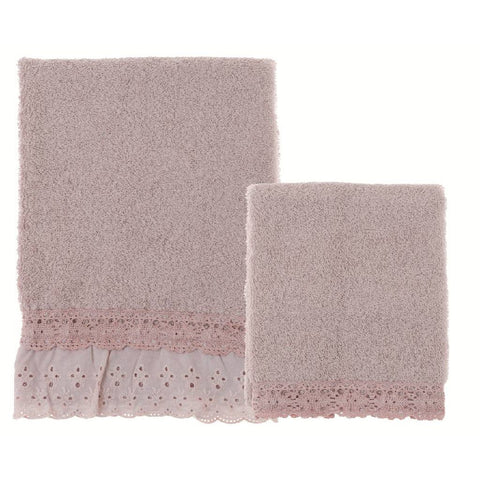 BLANC MARICLO' Pair of pink towels 50x80 30x50 cm THE LOVERS A3050199RO