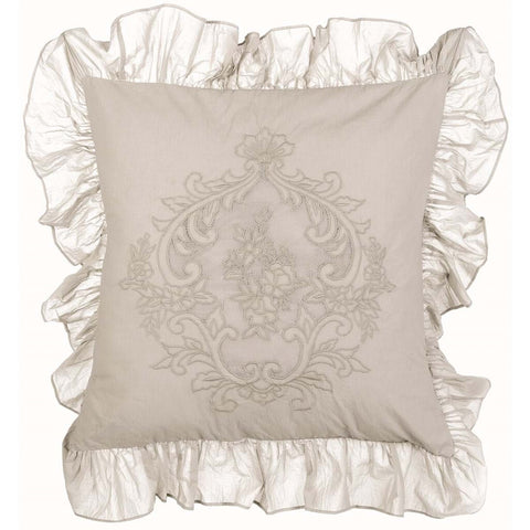 BLANC MARICLO Coussin décoratif décor coton gris tourterelle 60x60 cm