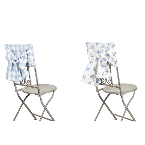 FABRIC CLOUDS Set of 2 CAMILLA chair covers with bow 2 light blue variants 22x230