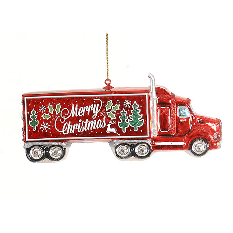 VETUR Glitter Christmas truck to hang in glass