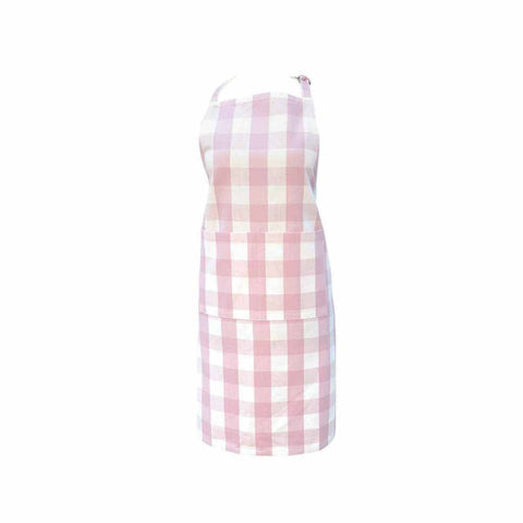 CLAYRE &amp; EEF Pink checked cotton kitchen apron 70x85 cm CFA41P