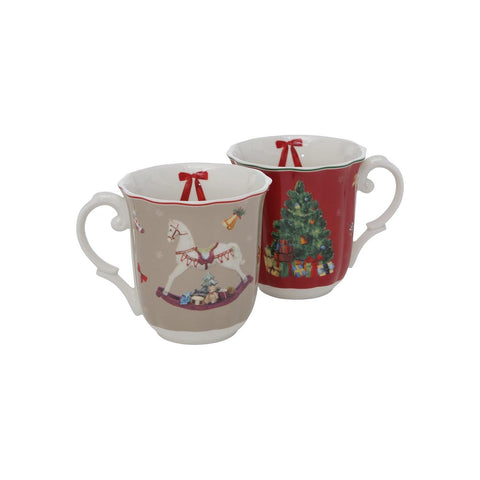 MAGNUS REGALO Mug avec décorations de Noël DELIGHT 2 variantes rouge et gris 350 ml