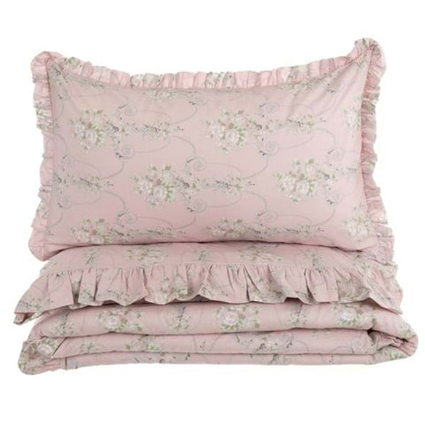 BLANC MARICLO' Set completo copripiumino matrimoniale VINTAGE FLORAL cotone rosa