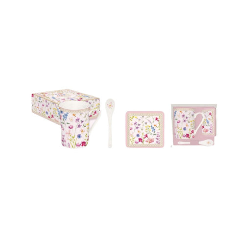 Easy life Set cup with spoon and coaster SYMPHONIE FLORALE 300 ml