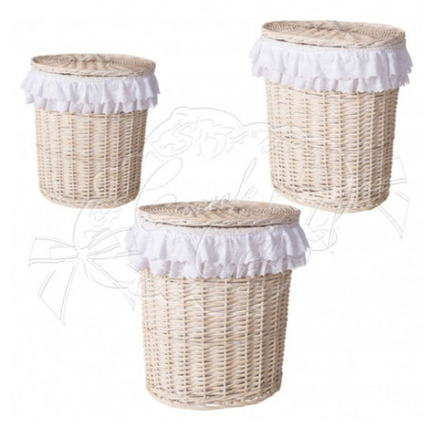Coccole di Casa Laundry basket in rattan and "Lace" lace 3 variants (1pc)