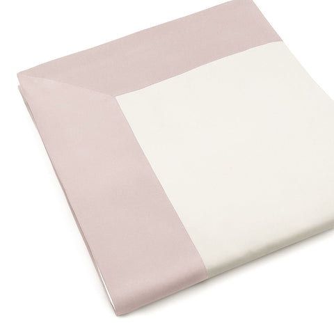 Parure de lit double PEARL WHITE DIAMOND avec bordure rose en coton fabriqué en Italie