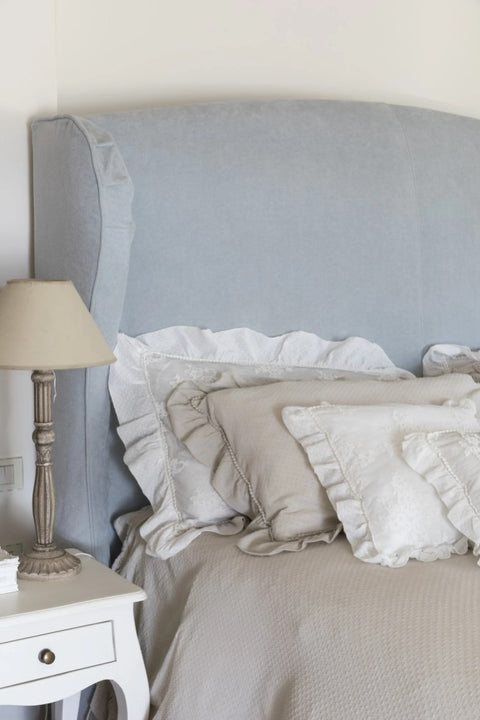 CHEZ MOI Double bedspread with flounces "Colette Flora" with pillowcases