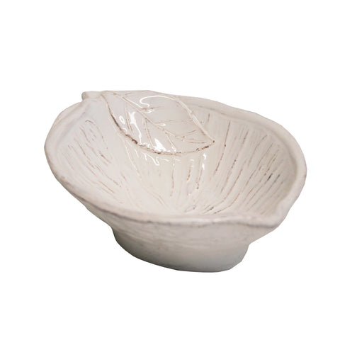 VIRGINIA CASA Coppetta ovale limone AGRUMI ceramica bianco anticato 21x15cm