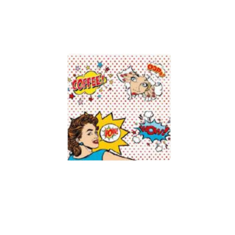 EASY LIFE Lot de 20 serviettes en papier imprimé POP ART multicolore 33x33cm