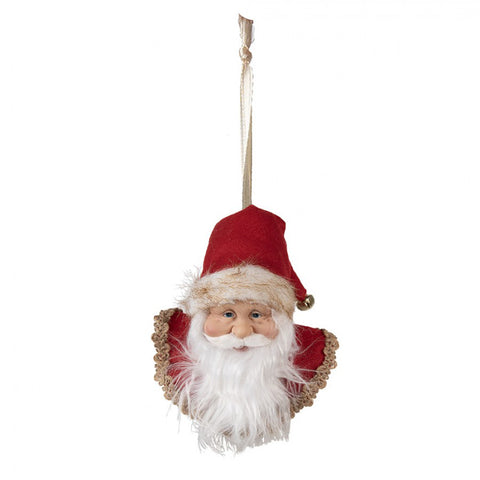 Clayre &amp; Eef Pendentif arbre Père Noël avec chapeau 10x9x28 cm