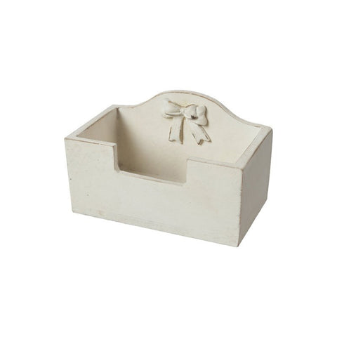 CUDDLES AT HOME Card holder box with white resin bow 11x6x6 cm