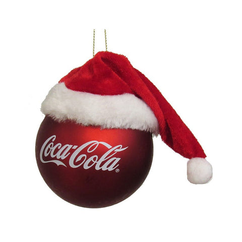 KURTADLER Pallina Coca-Cola con cappello sfera natalizia plastica rosso H9,5 cm