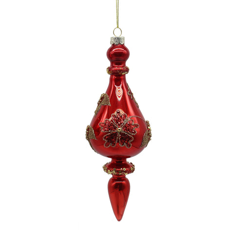 VETUR Décoration de sapin de Noël en verre rouge avec décor rouge et or 14 cm
