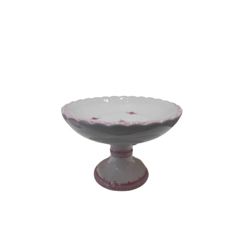 NALI' Support tasse pour chocolats SHABBY porcelaine blanche et rose 10x16 cm