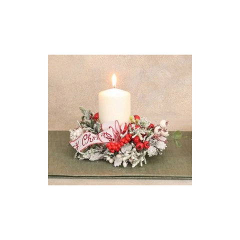 Lena's Flowers Snowy candle holder with candle Made in Italy D30xH14.5 cm