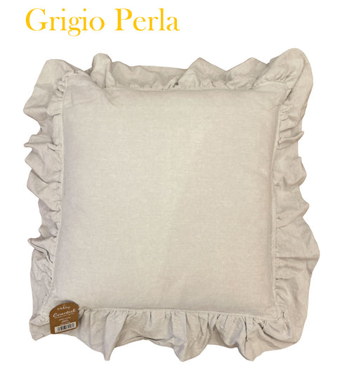 L'ATELIER 17 Square decorative cushion with flounce in pure cotton, "Essentiel" Shabby Chic 50x50 cm 6 variants