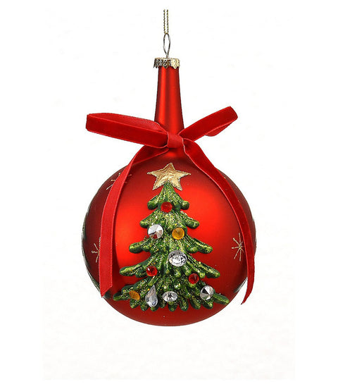 VETUR Sfera natalizia palla per albero di natale con fiocco in vetro D10cm
