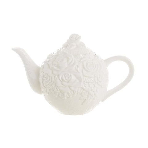 BLANC MARICLO' Teiera in ceramica bianca con decoro roselline 23x13x14 cm