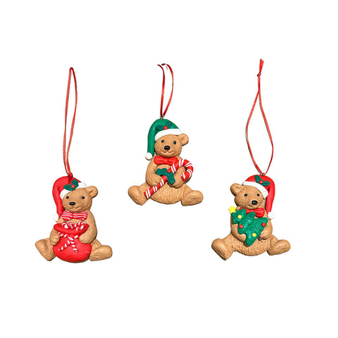 EDG Décoration de Noël cloche décoration ours 3 variantes rouge vert résine H 8,5 cm