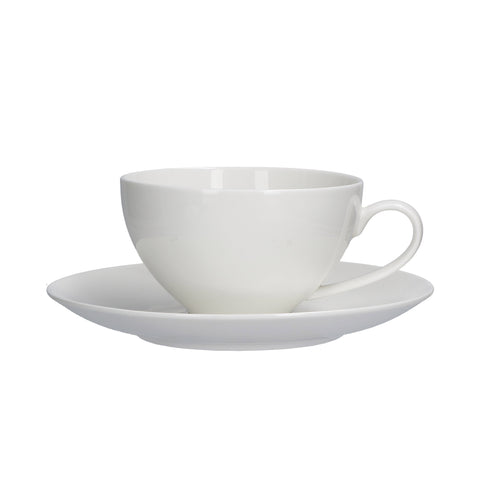 WHITE PORCELAIN Breakfast cup ESSENTIAL milk cup with white saucer