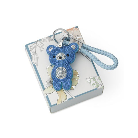 HERVIT Porte-clés ours en peluche bleu avec strass 18 cm 27929
