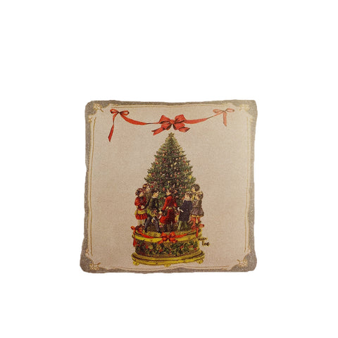 BLANC MARICLO' Christmas music box print cushion VINTAGE CHRISTMAS 45x45