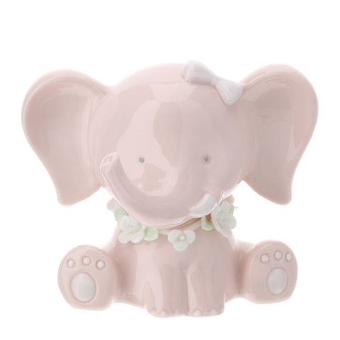 Hervit Idée cadeau de mariage éléphant en porcelaine rose 9 cm