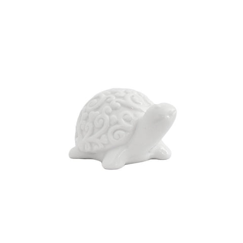 HERVIT Tortue figurine porte-bonheur porcelaine blanche H11 cm