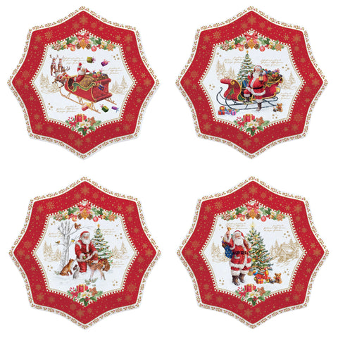 EASY LIFE Set of 4 porcelain plates 16 cm with Santa Claus