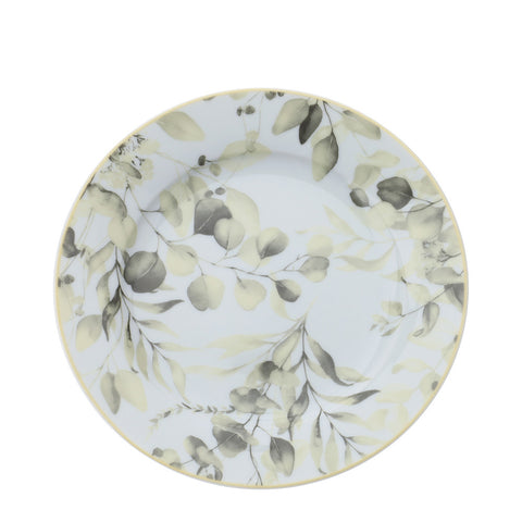 HERVIT Set due piatti dessert dolce bianco / giallo in porcellana Botanic Ø19.5 cm