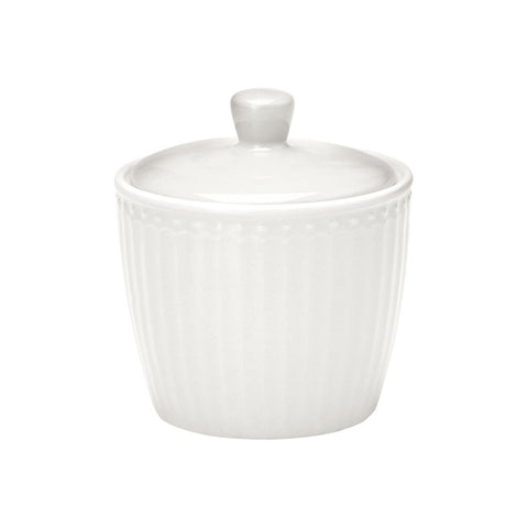 GREENGATE Sugar bowl with lid ALICE white porcelain Ø9 H9,5 cm