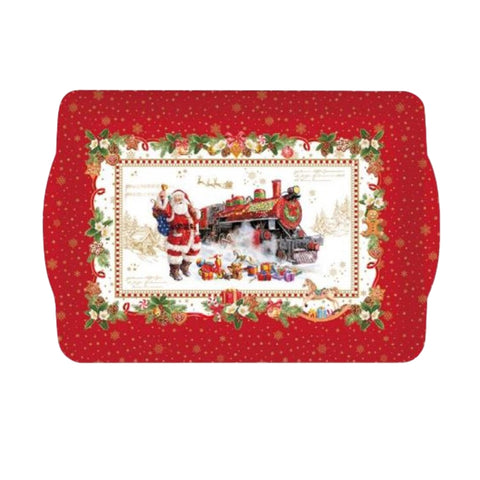 Plateau de Noël EASY LIFE avec anses en mélamine 33x22 cm R0531#CHME